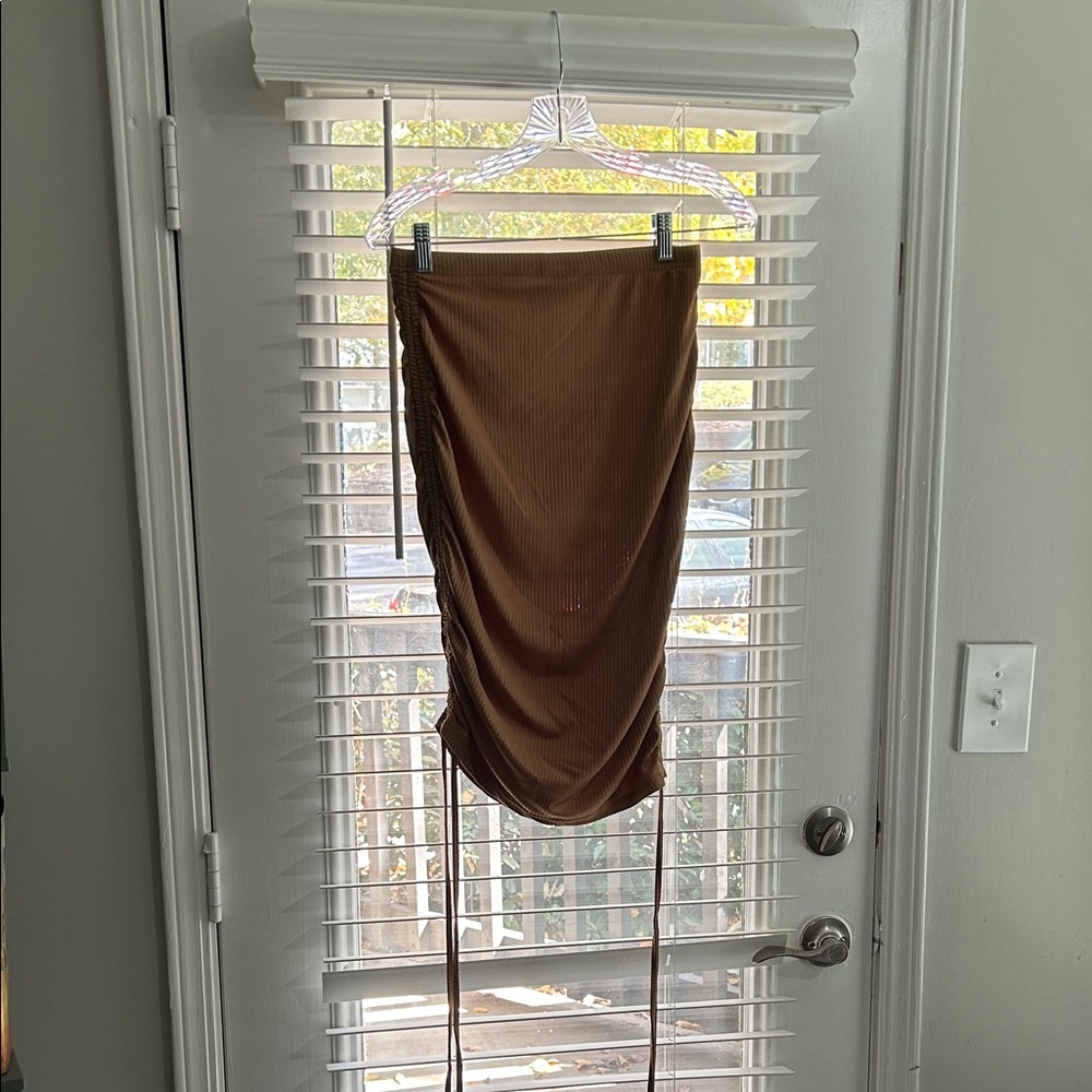 Brown Ruched Skirt